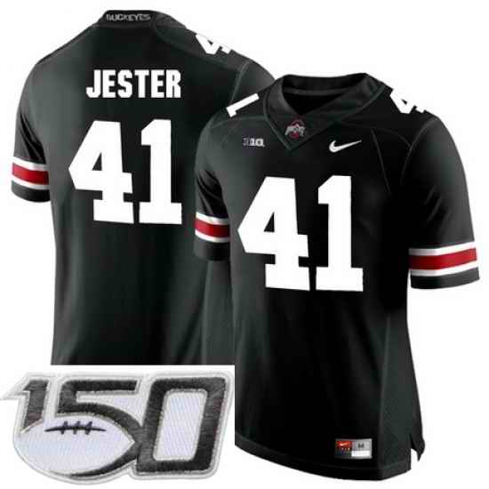 Ohio State Buckeyes 41 Hayden Jester Black College Football Stitched 150th Anniversary Patch Jersey